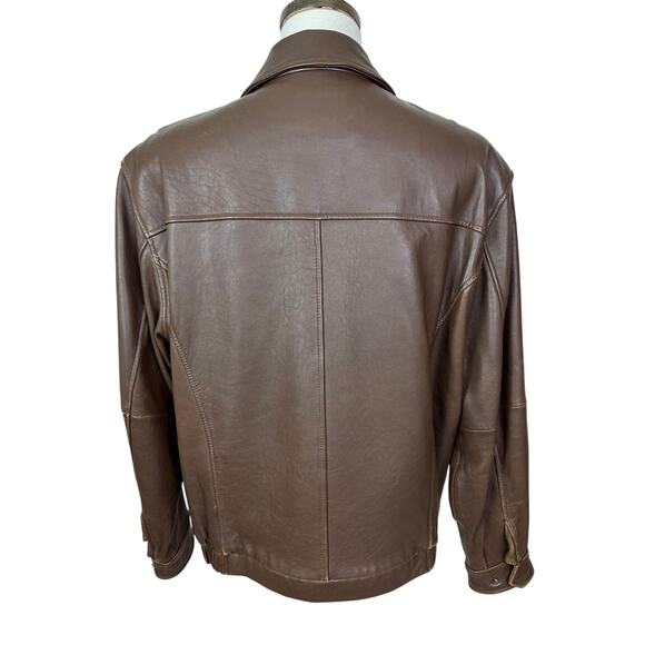 Jos. A. Banks Signature Collection Men's Brown 100% Leather Bomber Jacket Size L - Picture 2 of 12
